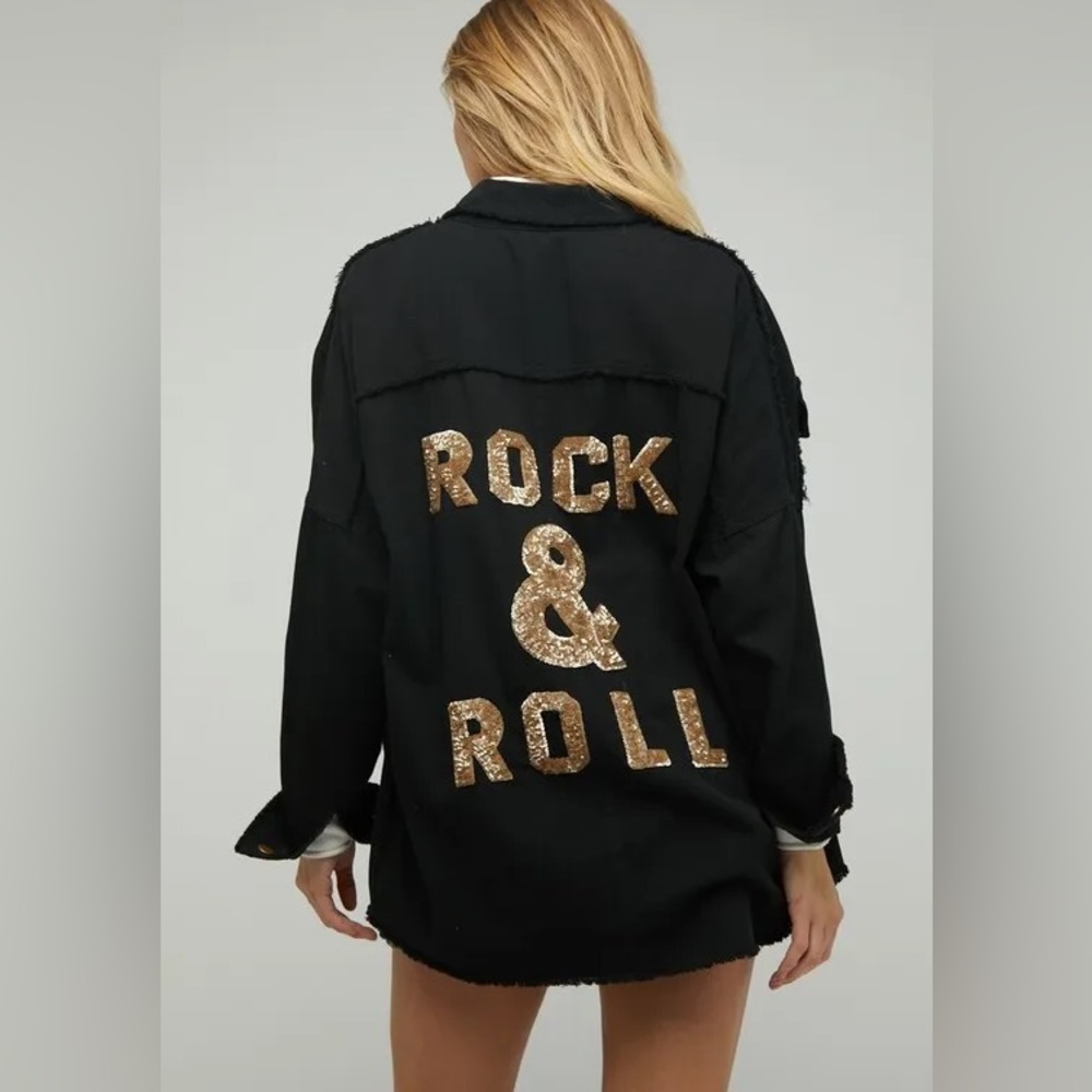 Rock and Roll Sequin Black Shacket
